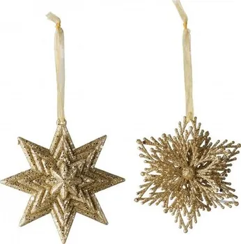 Vánoční ozdoba Villeroy & Boch Hvězda a vločka 10 cm zlaté 2 ks