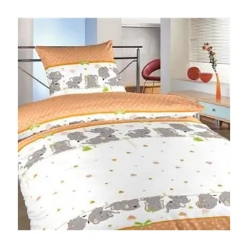 Povlečení Bavlněné dětské povlečení "Sloni" oranžové - 130x90/60x45