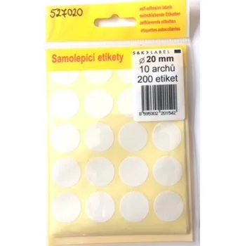 Kancelář Samolepicí etikety v sáčku - kulaté prům.20mm / 200 etiket