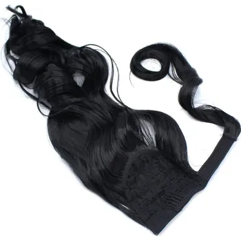 Příčesek Clip culík / cop ze 100% japonského kanekalonu 60cm vlnitý - černý