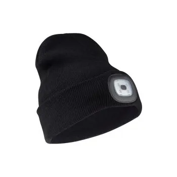 Čepice Pletená čepice s odjímatelným LED světlem, černá