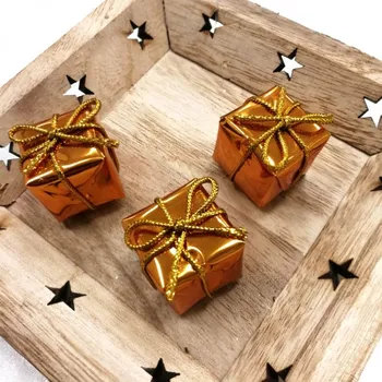 Vánoce Vánoční dáreček (balíček) měděný 25 x 25 x 25 mm - 1 ks