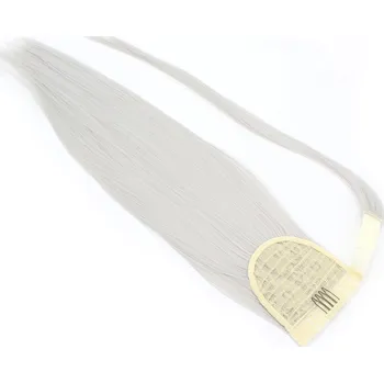 Příčesek Clip culík / cop ze 100% japonského kanekalonu 60cm rovný - stříbrný