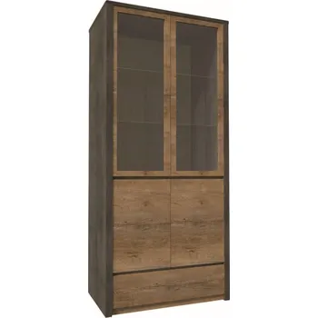 Knihovna Eoshop Vitrína Colorado D2W, dub lefkas / šedá, lamino