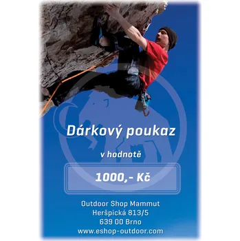Dárková krabička Mammut Mammut Dárkový Šek 1000,- Kč Dárkový poukaz: 1000,- Kč, Varianta dárkového poukazu: Odeslání na emailovou adresu