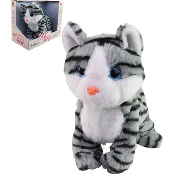 plyšák MaDe Kočka Micka 26 cm, šedá/bílá