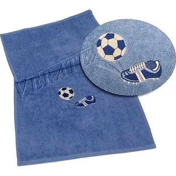 Ručník Ručník s výšivkou fotbalové kopačky a míče 50x100 král.modř