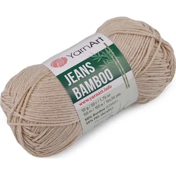 Příze Pletací příze Jeans Bamboo 50 g, barva 3 (129) béžová světlá