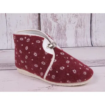 Dámská zdravotní obuv Bačkory papuče dámské Pegres 1033 důchodky vyšší vínové s kytičkami s přezkou velikost: 35