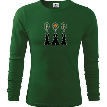 Pánská móda Králici přemýšlí, co by sežrali - Triko s dlouhým rukávem FIT-T long sleeve - M ( Lahvově zelená )