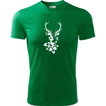 Chlapecké tričko Jelen z listů - Dětské triko sportovní (dresovina) - 122 cm/6 let ( Středně zelená )