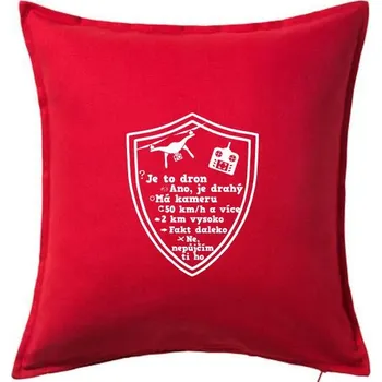 Polštář Dron otázky - Polštář 50x50 - 50x50 - Pouze potah ( Červená )
