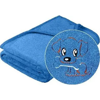 Dětská deka Bellatex Přikrývka Korall micro s výšivkou 75/100 cm - MODRÁ PEJSEK