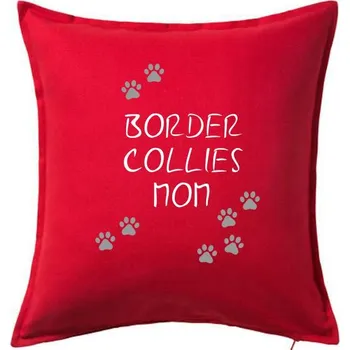 Polštář Border Collies mom (Border kolie) (Reflexní tlapky) - Polštář 50x50 - 50x50 - Včetně výplně ( Červená )