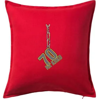 Polštář 70 let na krku řetěz - Polštář 50x50 - 50x50 - Pouze potah ( Červená )