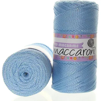 Příze Maccaroni PP Macrame s lurexem světle modrá 3368
