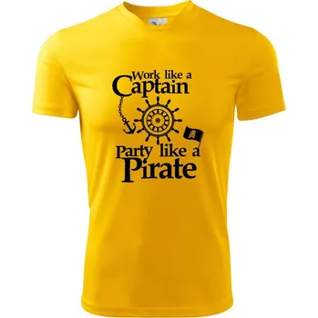 Chlapecké tričko Work Like A Captain Party Like A Pirate - Dětské triko sportovní (dresovina) - 122 cm/6 let ( Žlutá )