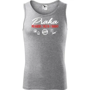 Praha město s tradicí - Tílko pánské Core - L ( Tmavě šedý melír )