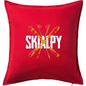 Polštář Skialpy nápis lyže - Polštář 50x50 - 50x50 - Pouze potah ( Červená )