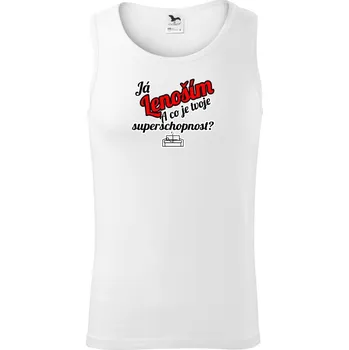 Já lenoším - tvoje superschopnost? šikmý nápis - Tílko pánské Core - L ( Bílá )