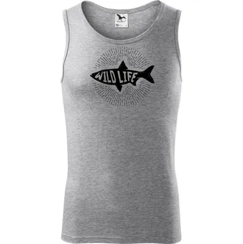 Wild life ryba - Tílko pánské Core - S ( Tmavě šedý melír )