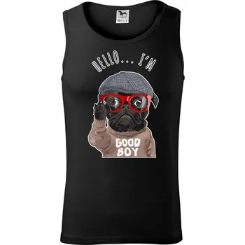 Mops - Hello I'm Good boy - Tílko pánské Core - XL ( Černá )