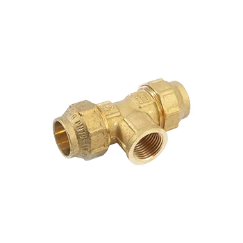 Fitinka GEBO Mosazný svěrný T-kus na PE s vnitřním závitem Redukce: 50 x 6/4”