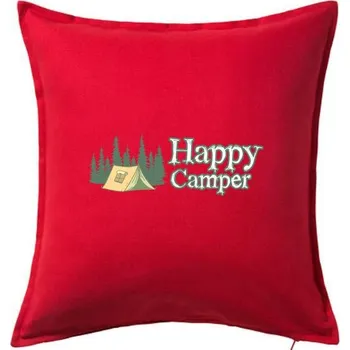 Polštář Happy camper - stan v lese - Polštář 50x50 - 50x50 - Pouze potah ( Červená )