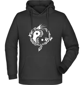 Pánská mikina TUKAN AGENCY Pánská mikina s kapucí Jin Jang Drak Barva: Černá, Velikost: M