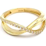 Zlatý prsten propletené vlnky s pruhem zirkonů 2,20g