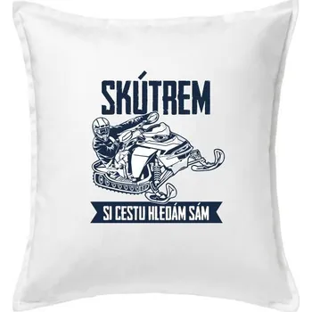 Polštář Skútrem si hledám cestu sám - Polštář 50x50 - 50x50 - Pouze potah ( Bílá )