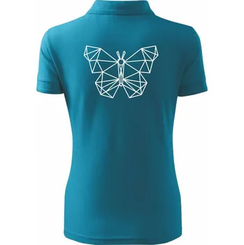 Geometrie - motýl - Polokošile dámská Pique Polo - 3XL ( Tmavý tyrkys )