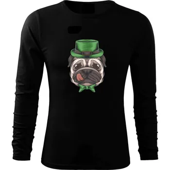 Pánské oblečení Mops a myslivec - Triko s dlouhým rukávem FIT-T long sleeve - M ( Černá )