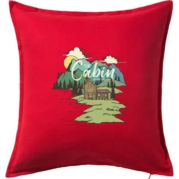 Polštář The Cabin On Lake - Polštář 50x50 - 50x50 - Pouze potah ( Červená )