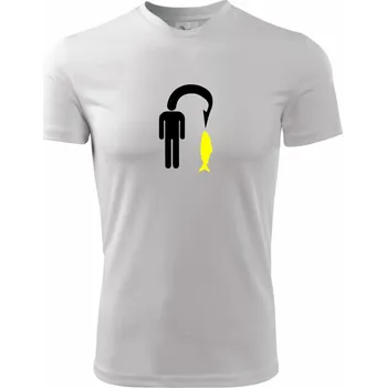 Rybaření - Člověk na háčku - Dětské triko sportovní (dresovina) - 146 cm/10 let ( Bílá )