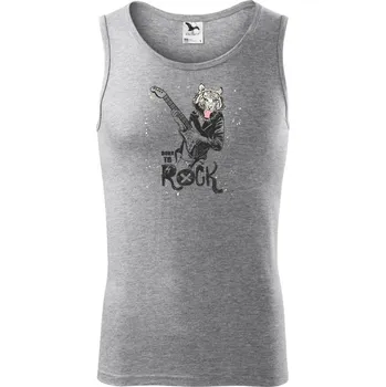 Born to rock tygr - Tílko pánské Core - S ( Tmavě šedý melír )