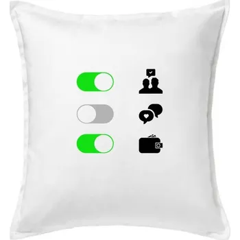 Polštář Životní hodnoty - zapnout vypnout - Polštář 50x50 - 50x50 - Včetně výplně ( Bílá )