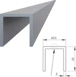 Hliníkový U profil 20,5x22mm, na rám, AL-U21-6