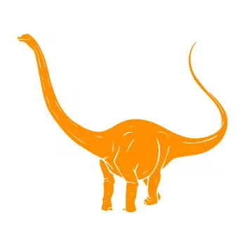 Samolepící dekorace Brachiosaurus 002 levá (06 - oranžová) SAMOLEPKA NA AUTO, NÁLEPKA, FÓLIE, POLEP, TUNING, VLASTNÍ TEXT, TISK, AUTOSAMOLEPKY.cz, POLEPY, OBRÁZEK, LOGO, 3D STICKERS