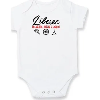 Kojenecké oblečení Liberec město s tradicí - Body kojenecké s krátkým rukávem - Krátký r. do 3 měs ( Bílá )