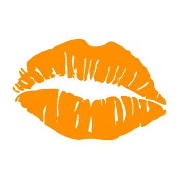 Samolepící dekorace SAMOLEPKA Pusa 002 levá otisk rtů (06 - oranžová) NA AUTO, NÁLEPKA, FÓLIE, POLEP, TUNING, VLASTNÍ TEXT, TISK, AUTOSAMOLEPKY.cz, POLEPY, OBRÁZEK, LOGO, SAMOLEPKY