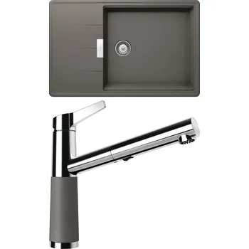 Granitový dřez Set Schock S14-5 (dřez Tia D-100LS Silverstone + baterie SC-510.120 Silverstone)