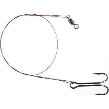 Ocelové lanko na dravce s dvojháčkem Mikado 2ks 10kg 25cm