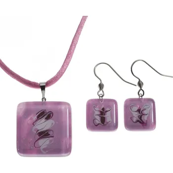 Souprava šperků Souprava skleněných šperků růžová - 1103