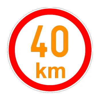 samolepka Maximální rychlost 40km - nejvyšší konstrukční rychlost (06 - oranžová) SAMOLEPKA NA AUTO, NÁLEPKA, FÓLIE, POLEP, TUNING, VLASTNÍ TEXT, TISK, AUTOSAMOLEPKY.cz, POLEPY, OBRÁZEK, LOGO, 3D STICKERS