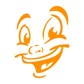 Samolepící dekorace Obličej 003 levá veselý (06 - oranžová) SAMOLEPKA NA AUTO, NÁLEPKA, FÓLIE, POLEP, TUNING, VLASTNÍ TEXT, TISK, AUTOSAMOLEPKY.cz, POLEPY, OBRÁZEK, LOGO, 3D STICKERS