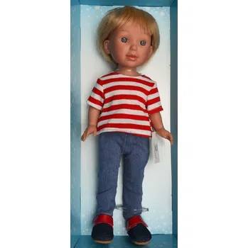 Panenka Realistická panenka chlapeček Paul v červenobílém pruhovaném tričku od firmy Vestida de Azul (Pau - 33 cm)