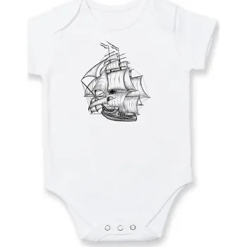 Kojenecké oblečení Plachetnice velká - Body kojenecké s krátkým rukávem - Krátký r. do 3 měs ( Bílá )