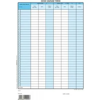 Tiskopis OPTYS - Český výrobce TISKÁRNA Denní záznam tržby, A4, volný list, OPTYS 1090