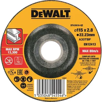 Řezný kotouč DT43910 DEWALT KOTOUČ PRO ŘEZÁNÍ KOVŮ - VYPOUKLÝ 115 X 22,2 X 3,0MM